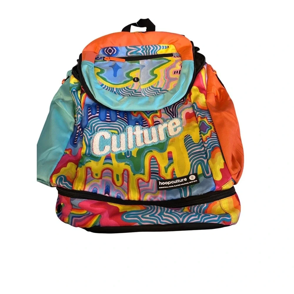 Hoop Culture Basketball Backpack Multi Color Trippy Drip Psychedelic Sports Bag